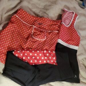 Red Polka Dot Athletic Set with Black Leggings